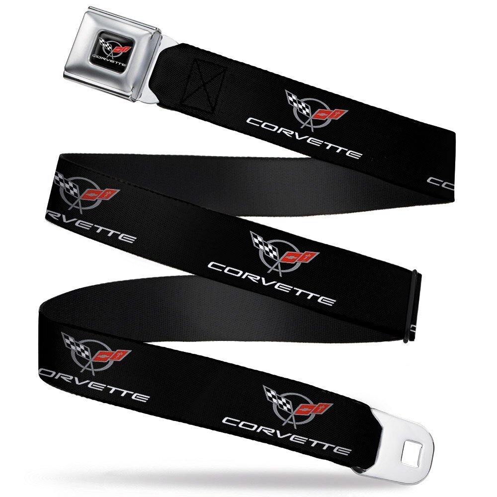 6441 Seatbelt Belt CORVETTE C5 Logo Black/Gray/White/Red 1.5" Wide